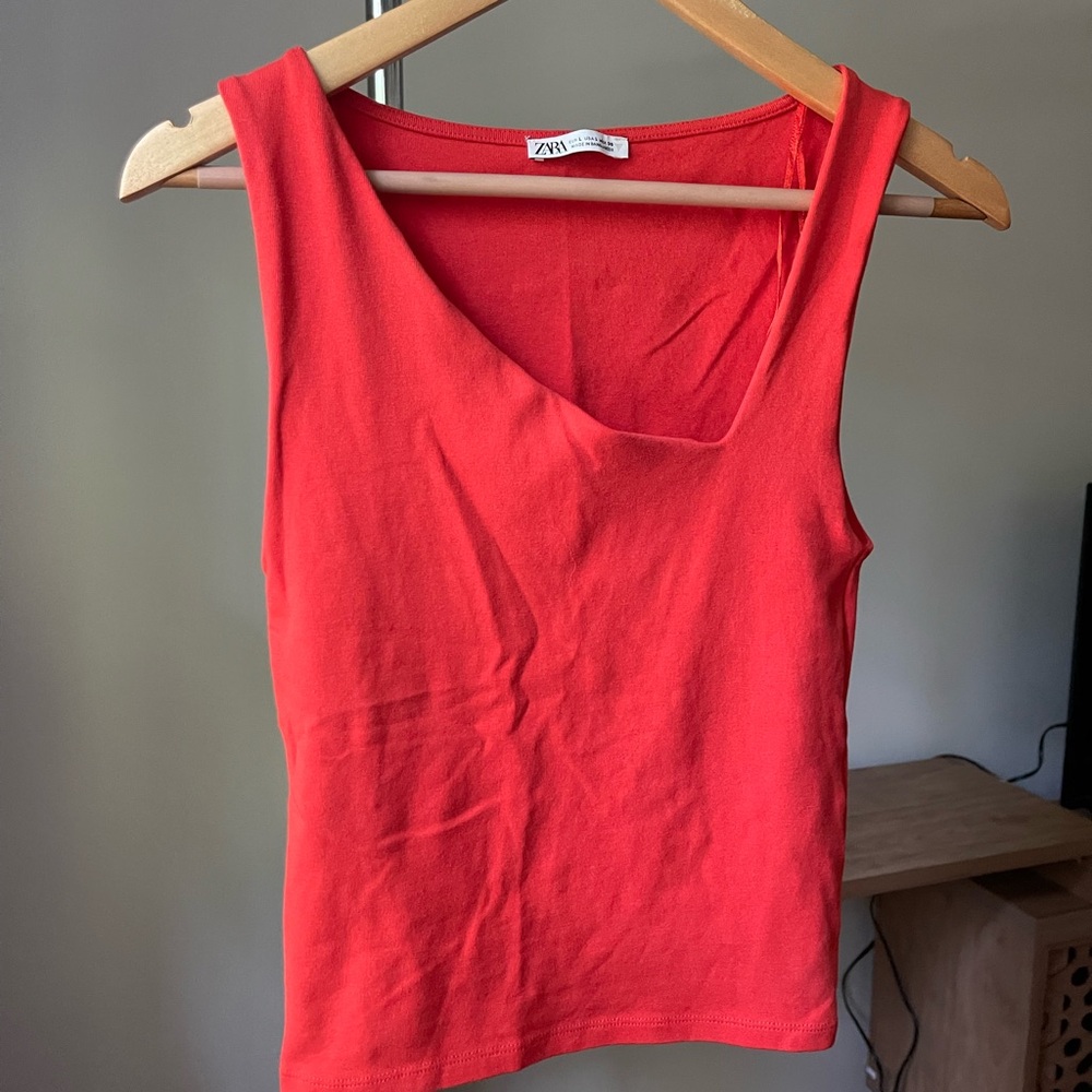 Zara Red Fitted Tank Top